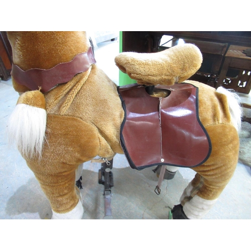 522 - Unusual child's mechanical hobby type horse upholstered in plush finish with rise and fall movement ... 