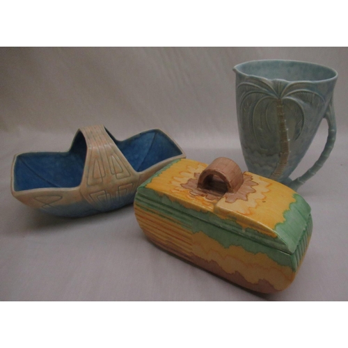70 - Beswick palm jug, turquoise glaze, impressed 1068 to the base, 1930's Beswick tureen and cover impre... 
