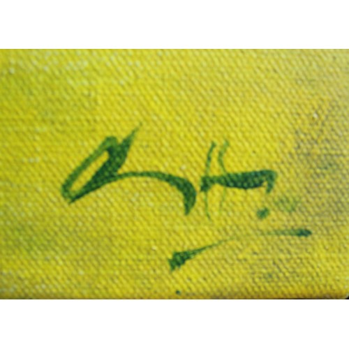 544 - George Hainsworth (B.1937); ‘Yellow Chrysanthemums,’ oil on canvas, signed, 66cm x 66cm