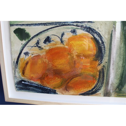 543 - George Hainsworth (B.1937); ‘Amaryllis and Oranges,’ mixed media, signed, 66cm x 56.5cm