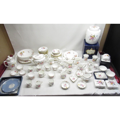 718 - Royal Crown Derby Posies coffee and tea set with trinket dish, ginger jar, Wedgewood plates etc
