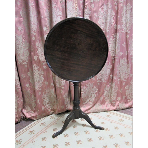 1315 - George III mahogany tripod tea table, circular tilt top with moulded edge on vase turned column  sup... 