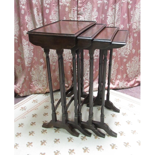 1339 - Quartetto of Regency style occasional tables with moulded tops on slender bamboo turned supports joi... 