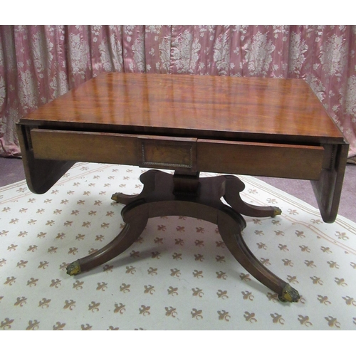 1340 - Regency mahogany sofa table in the style of William Trotter of Edinburgh, cross banded top with two ... 