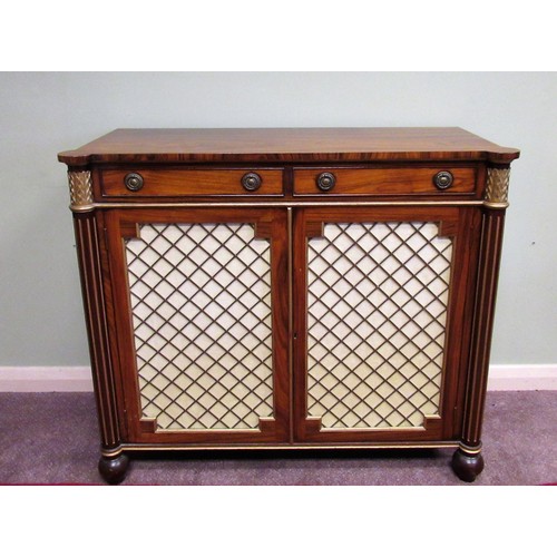 1447 - Brights of Nettlebed Regency style parcel gilt rosewood side cabinet with two cockbeaded drawers abo... 