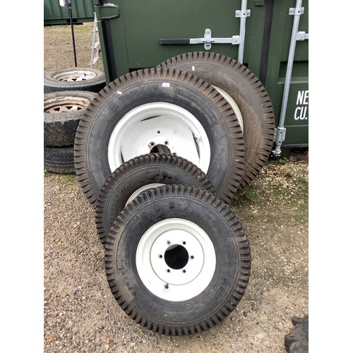 13 - Set of 4 “smallholder” Taishan tractor tyres, as new, size 11.2-20 (2), 26x7.50-12 (2)