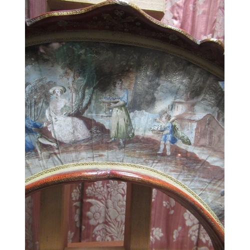 1248 - Early C19th French fan, painted with figures in a rural garden landscape, with silvered cut paper de... 