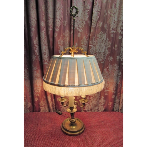 1010 - Late 19th century French cast gilt bronze bouillotte  table lamp, the lion's head tapering flaming t... 