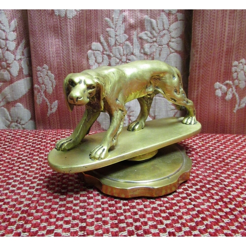 1377 - Cast brass radiator cap model of a hunting dog