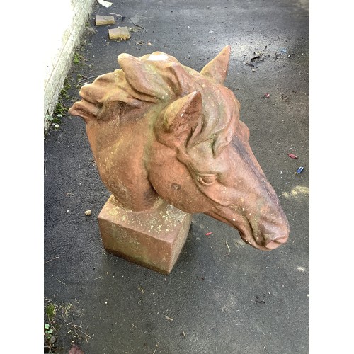 75 - Study of a horses head in cast metal on plinth