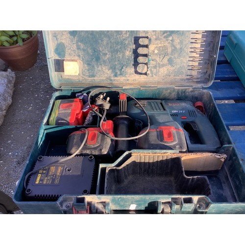 128 - Bosch GBH 24V hammer drill with charger and spare battery