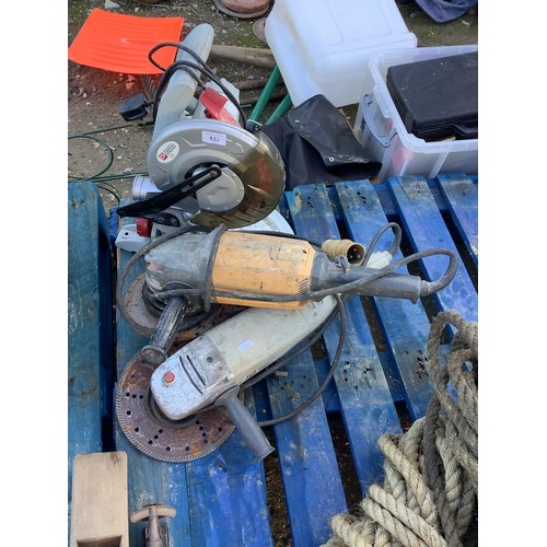 123 - Compound mitre saw 210mm, and an electric angle grinder 230mm and another angle grinder (3)