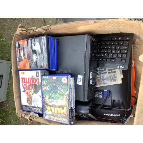140 - Acer PC with screen and accessories and a quantity of PlayStation 2 games including Star Wars, Spide... 