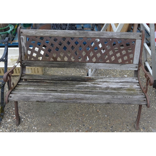 143 - Wood and metal park style bench