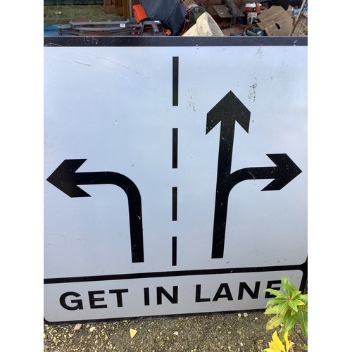 149 - Get in lane road sign