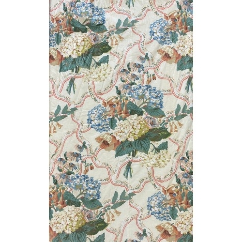 1348 - Two pairs of pastel floral decorated curtains L90