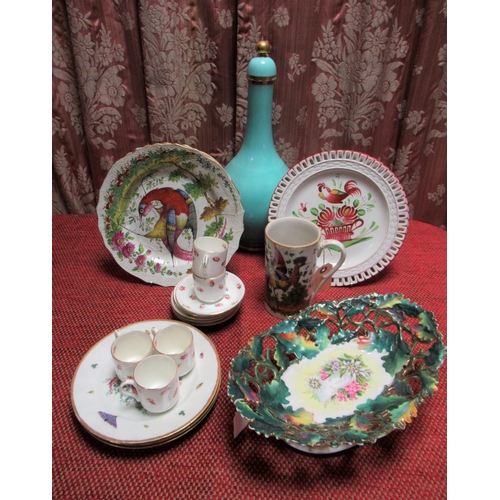 1540 - Collection of continental porcelain including a Victorian Bern souvenir musicl dish with oak leaf pi... 