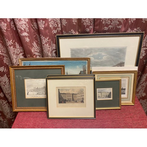 1242 - Four C19th engravings of Guy's Hospital, Two Russian interest engravings, etc (8)