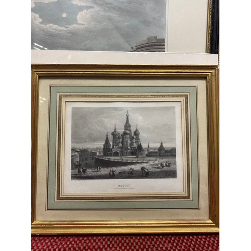 1242 - Four C19th engravings of Guy's Hospital, Two Russian interest engravings, etc (8)