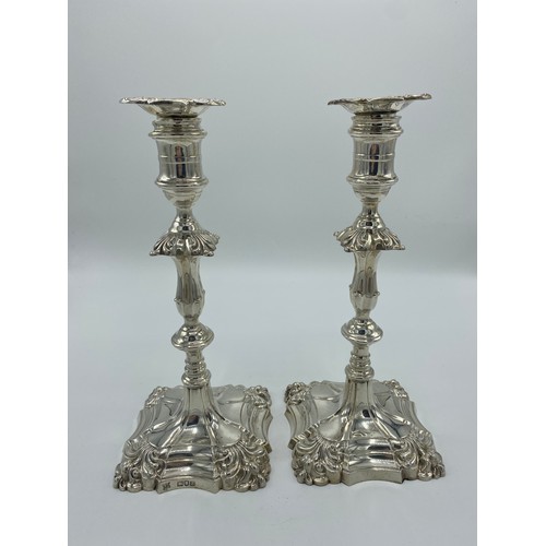 1000 - Pair of Georgian style Victorian hallmarked Sterling silver candlesticks by Goldsmiths & Silversmith... 