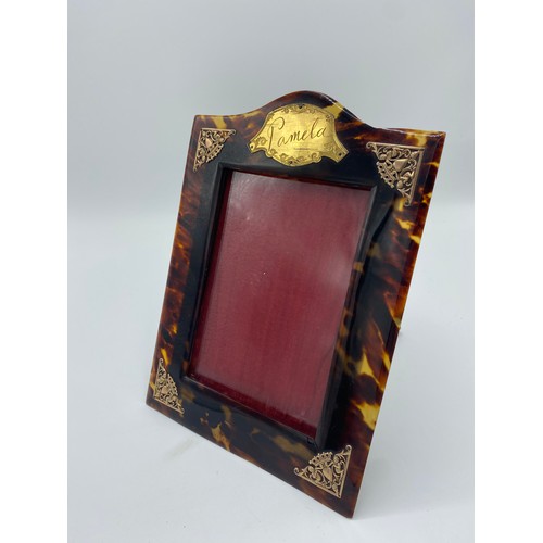 1483 - Asprey of London gold mounted tortoise shell photo frame H21cm W15cm