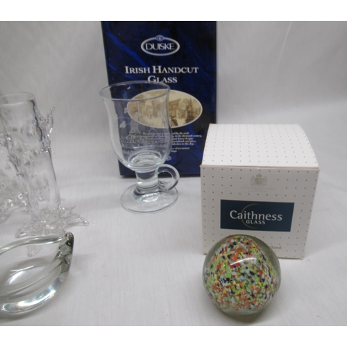 759 - Mint crystal goblet honoring Margaret Thatcher, Duiske Irish hand cut glass of Dublin Castle, five g... 