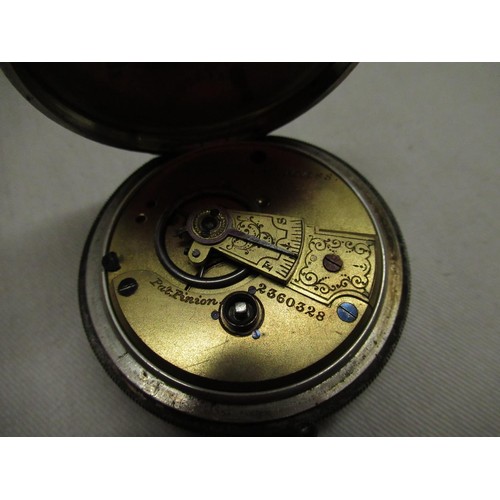 35A - Waltham silver cased key wound pocket watch, gilt full plate movement numbered 2360328, Birmingham 1... 