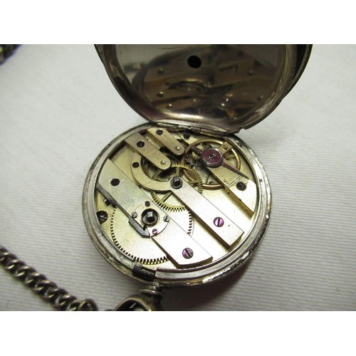 46A - C19th Swiss Fine Sterling silver ladies open-faced fob watch, silver dial with applied Roman numeral... 