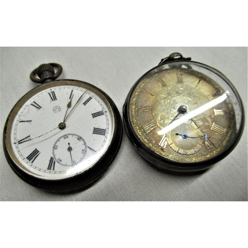 29 - Mid Victorian open faced key wound silver cased pocket watch.  Silvered dial with plied Roman numera... 