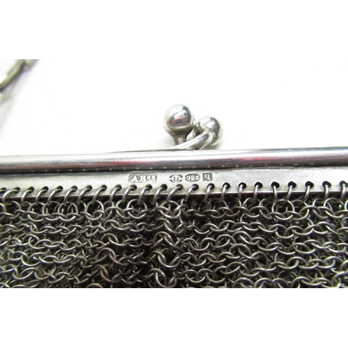30a - C20th mesh work evening purse mount stamped 925, bracelet constructed from 1904 Belguim 5c pieces A/... 
