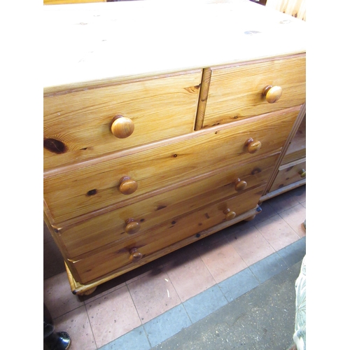 454 - Contemporary honey pine chest of two short three long drawers W83cm D43.5cm H79cm