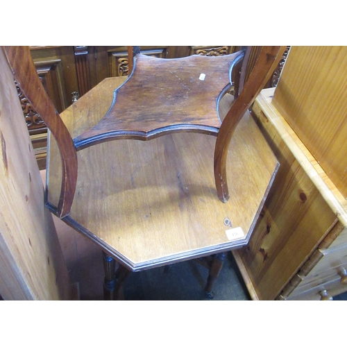 456 - Victorian Walnut Centre Table with Octagonal Shaped Top on turned fluted columns with egg shaped gal... 