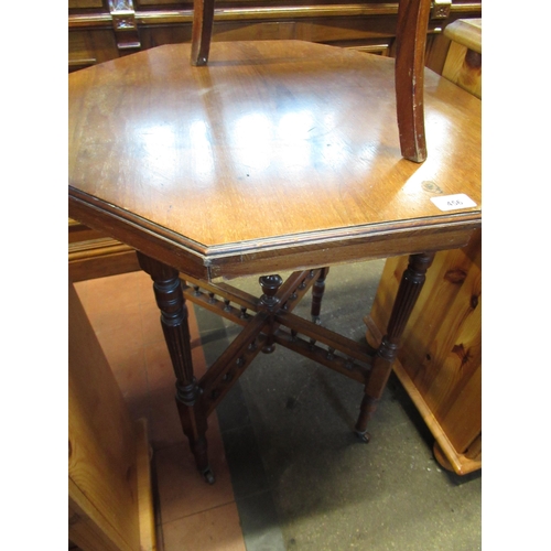 456 - Victorian Walnut Centre Table with Octagonal Shaped Top on turned fluted columns with egg shaped gal... 