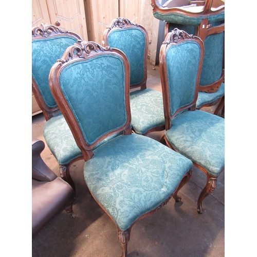 461 - A Set of 8 Walnut Framed French Style Dining Chairs, on Cabriole Supports with Upholstered Seats and... 