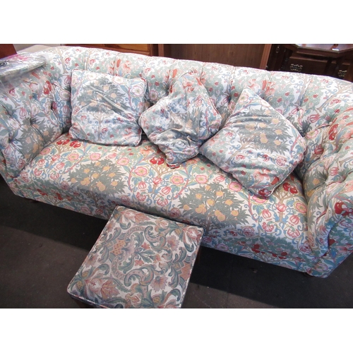 464 - 20th Century Chesterfield Settee,in Floral Patterned Material 203cm Wide 85cm Deep 77cm High(A/F) an... 