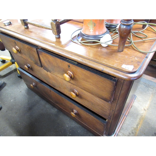 470 - Victorian Mahogany Chest of Two Short and Two Long Drawers,with slight raised backs on squat bun fee... 