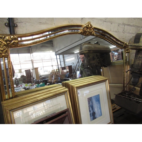 504 - Louis 16th style gilt framed and mirror with arched top and acanthus leaf decoration W127cm H89cm