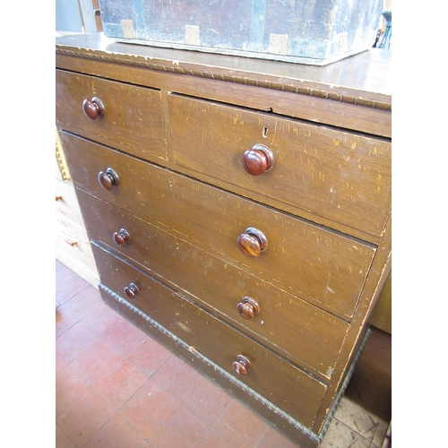 517 - Late C19th stained and grained pine chest of drawers W110 D51 H122