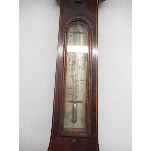 550 - Cappeli, Coventry, C19th mahogany cased barometer, swan necked pediment with box wood and ebony stri... 