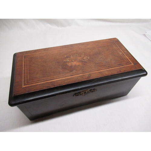 553 - Late C19th continental musical box, inlaid and ebonised rosewood case W35cm D80cm H14cm