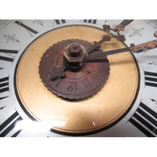 556 - Late C19th black forest postman's alarm wall clock, circular molded stoned beech case D28cm