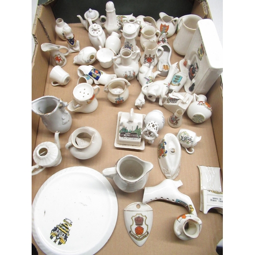 569 - Collection of miniature crested china manufacturers including W H Goss, Archadia and some continenta... 