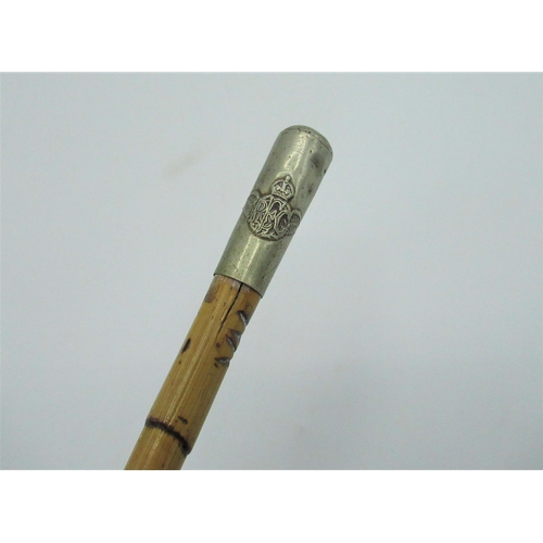 573 - WW1 RFC ( Royal Flying Corps )swagger stick with bamboo shaft and silver plated and brass terminals ... 