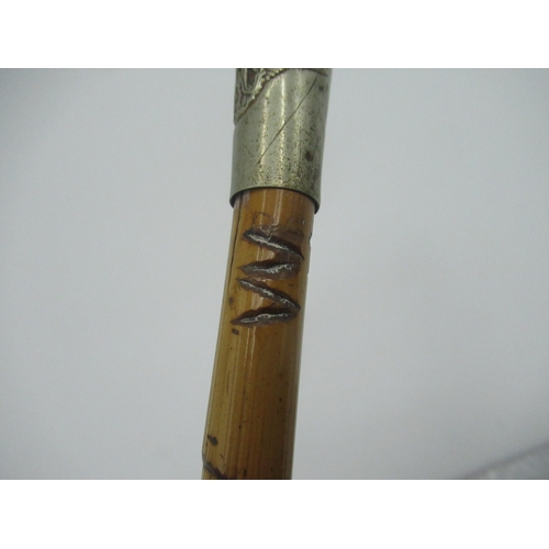 573 - WW1 RFC ( Royal Flying Corps )swagger stick with bamboo shaft and silver plated and brass terminals ... 