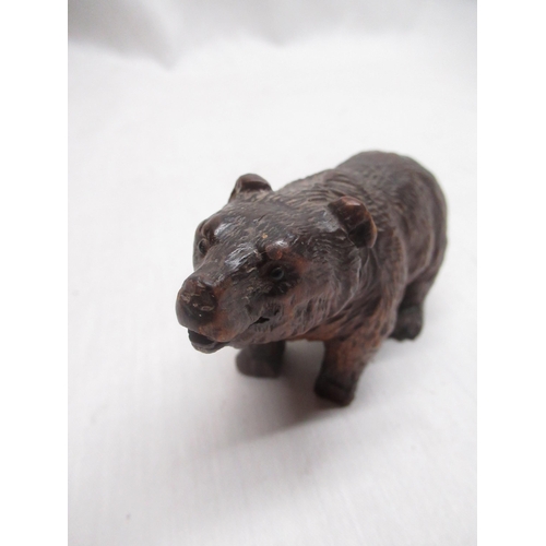 574 - Early C20th black forest carved wood model of a bear H7cm