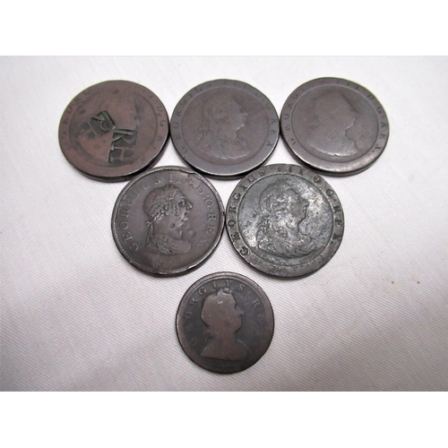 583 - Five Georgian cartwheel pennies and a Georgian ha'penny (6)