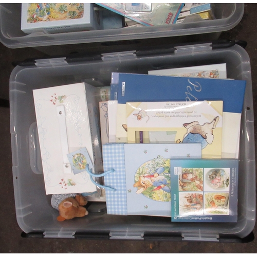 60a - Two boxes of Beatrix Potter related jigsaws, toys, board games etc.