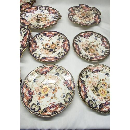 61a - seventeen early Victorian plates in Derby Imari pattern