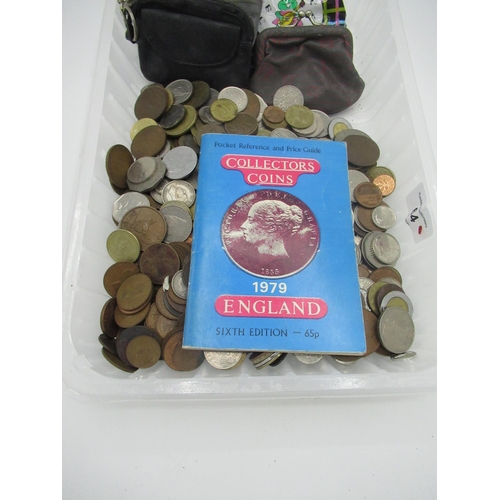 64a - collection of mostly British and European coins, six coin purses, copy of collectors coin 1979