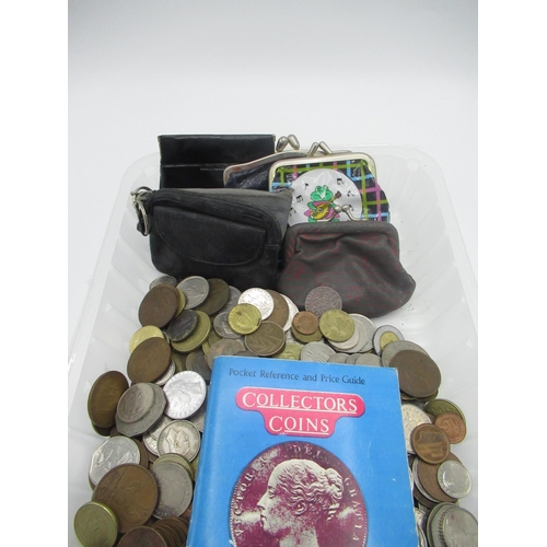 64a - collection of mostly British and European coins, six coin purses, copy of collectors coin 1979